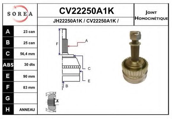 CV22250A1K EAI Joint, drive shaft