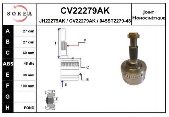 CV22279AK EAI Joint Kit, drive shaft