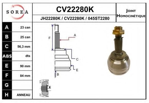 CV22280K EAI Joint Kit, drive shaft