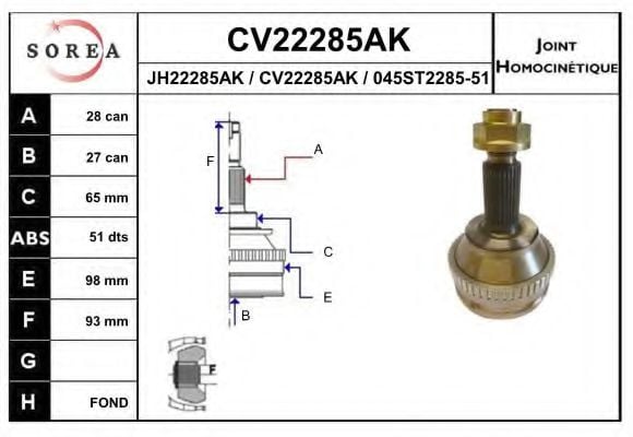 CV22285AK EAI Joint Kit, drive shaft