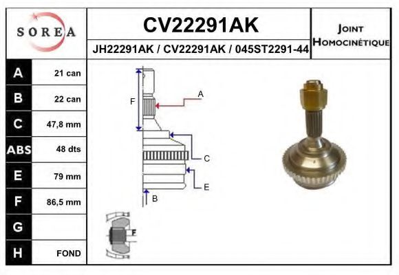 CV22291AK EAI Joint, drive shaft