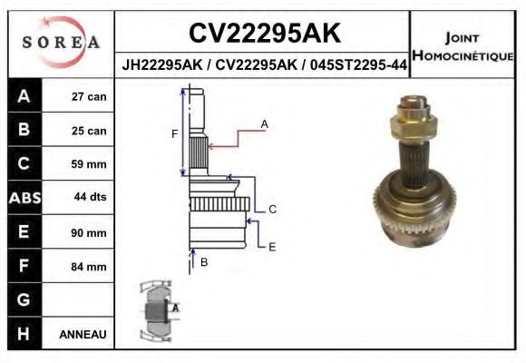 CV22295AK EAI Joint Kit, drive shaft
