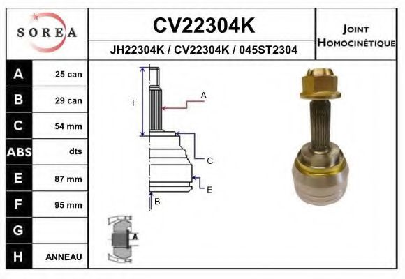 CV22304K EAI Joint, drive shaft