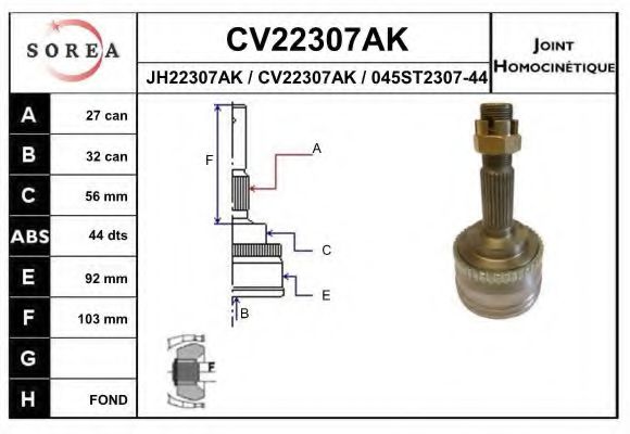 CV22307AK EAI Joint Kit, drive shaft