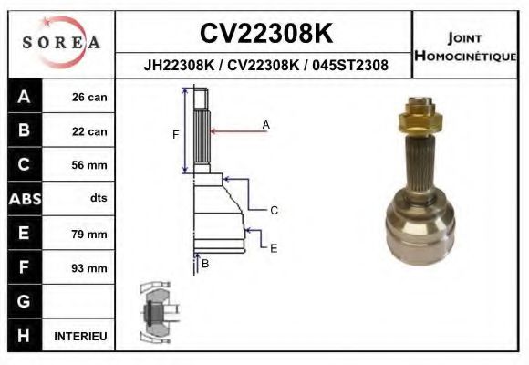 CV22308K EAI Joint, drive shaft