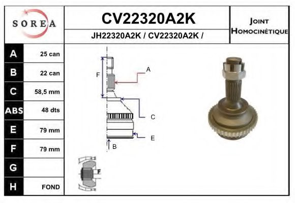 CV22320A2K EAI Final Drive Joint Kit, drive shaft