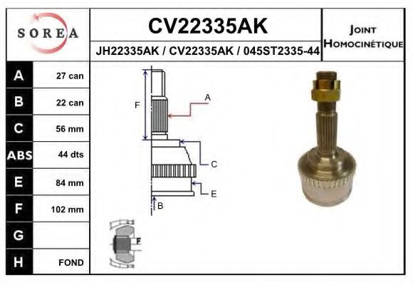 CV22335AK EAI Joint Kit, drive shaft