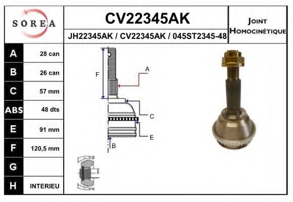 CV22345AK EAI Joint, drive shaft
