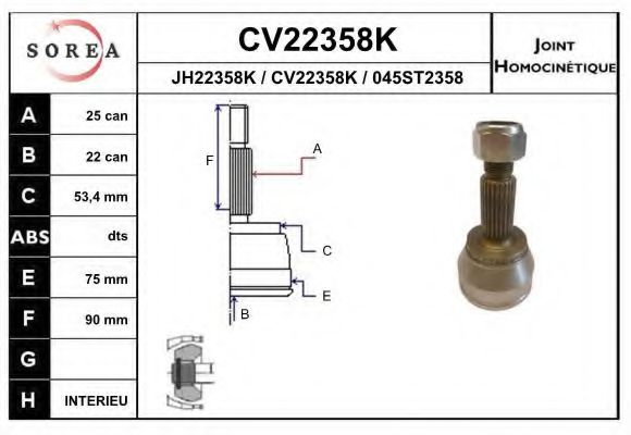 CV22358K EAI Joint, drive shaft