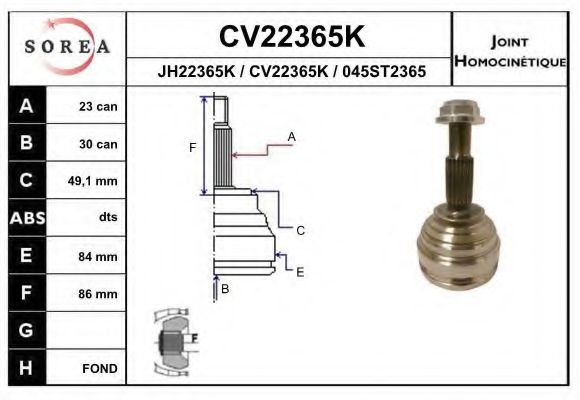CV22365K EAI Joint, drive shaft