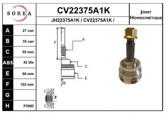 CV22375A1K EAI Joint, drive shaft