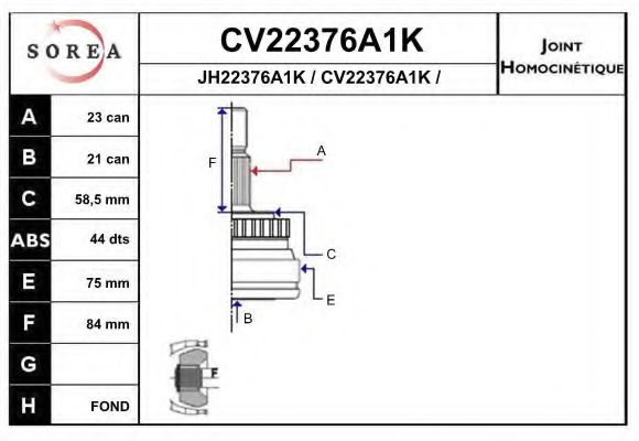 CV22376A1K EAI Joint Kit, drive shaft