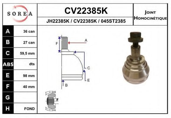 CV22385K EAI Joint, drive shaft