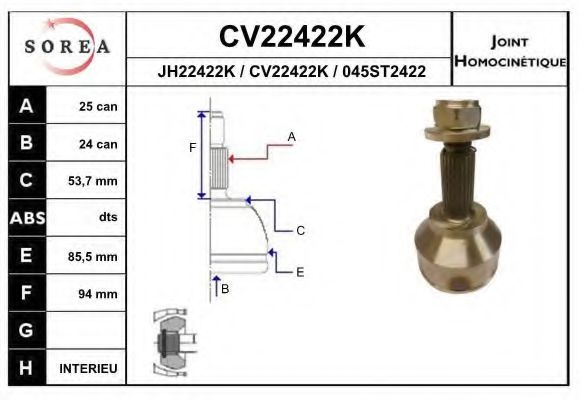 CV22422K EAI Joint, drive shaft