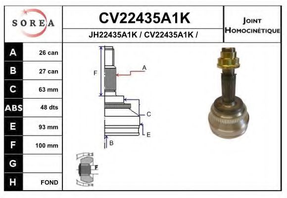 CV22435A1K EAI Joint Kit, drive shaft