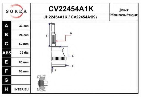 CV22454A1K EAI Joint Kit, drive shaft