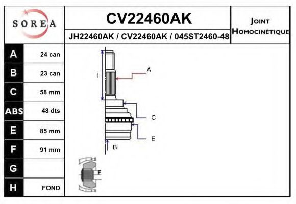 CV22460AK EAI Joint, drive shaft