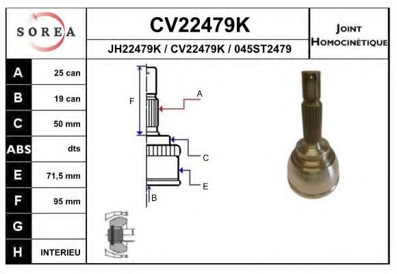 CV22479K EAI Final Drive Joint Kit, drive shaft