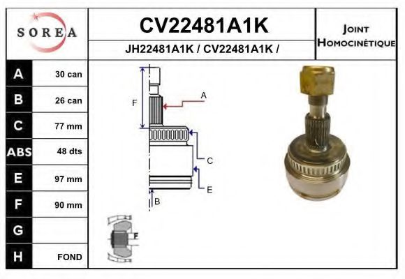 CV22481A1K EAI Joint Kit, drive shaft