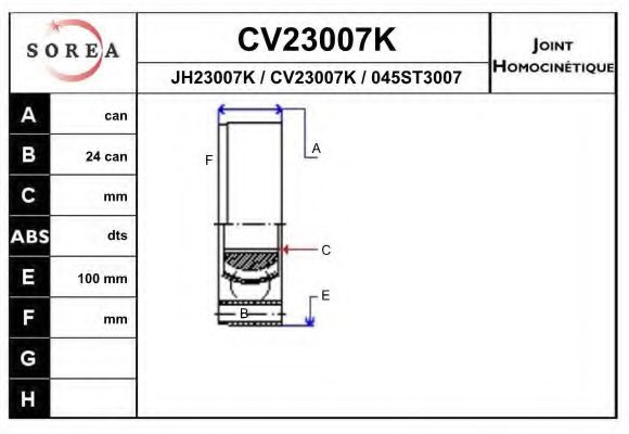 CV23007K EAI Joint, drive shaft