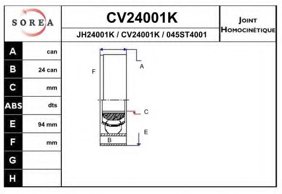 CV24001K EAI Joint, drive shaft