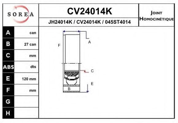 CV24014K EAI Joint Kit, drive shaft