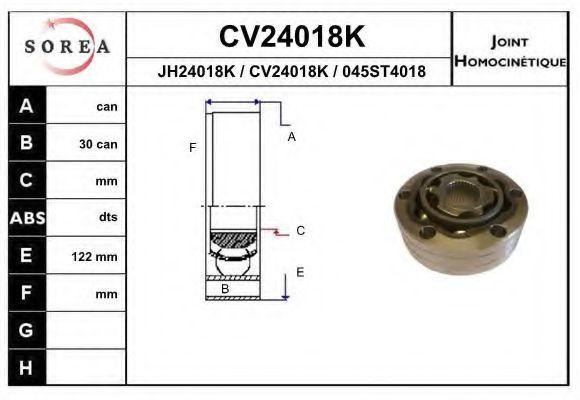 CV24018K EAI Final Drive Joint Kit, drive shaft