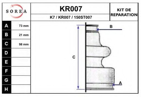 KR007 EAI Bellow Set, drive shaft