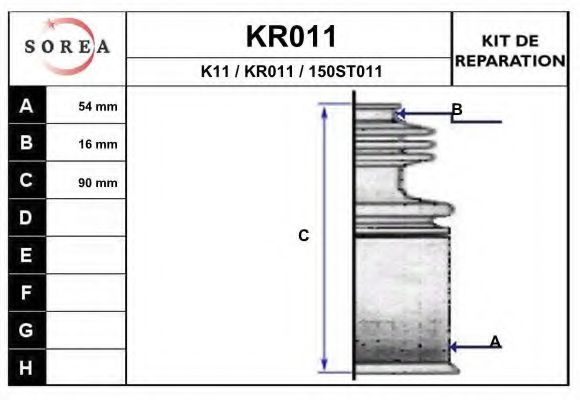 KR011 EAI Bellow Set, drive shaft