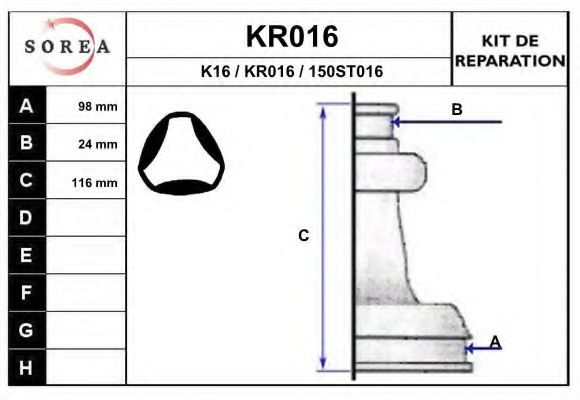 KR016 EAI Bellow Set, drive shaft
