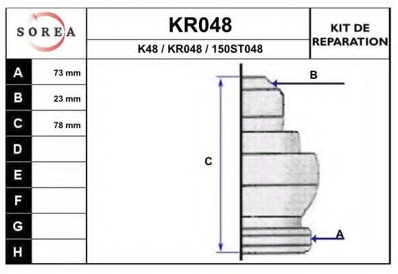 KR048 EAI Final Drive Bellow Set, drive shaft