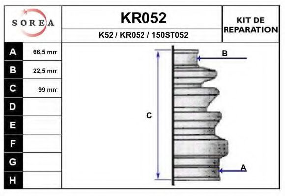 KR052 EAI Bellow Set, drive shaft