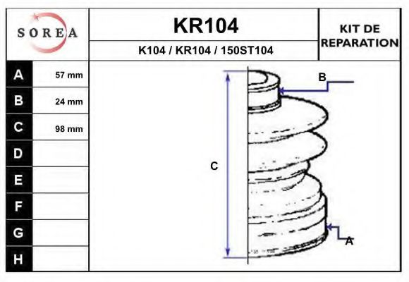 KR104 EAI Bellow Set, drive shaft