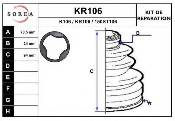 KR106 EAI Bellow Set, drive shaft