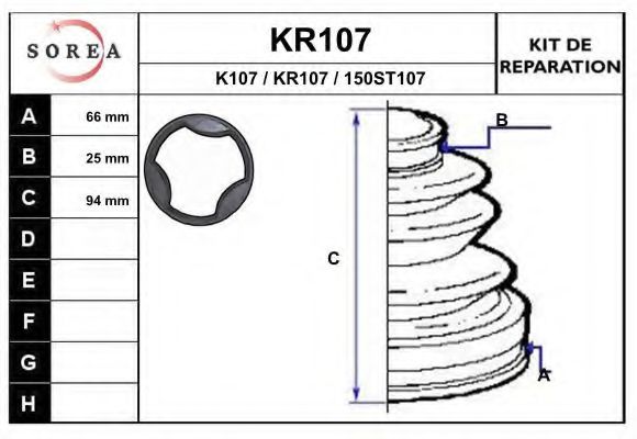 KR107 EAI Bellow Set, drive shaft