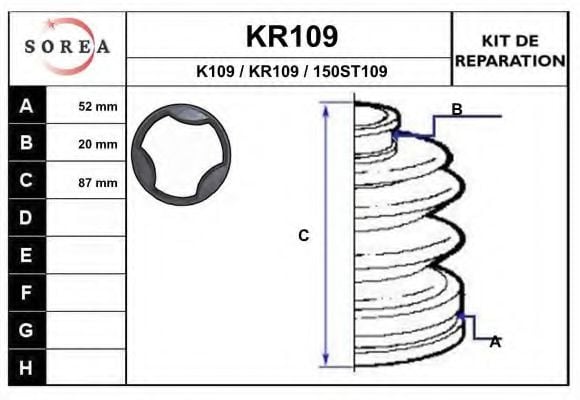 KR109 EAI Bellow Set, drive shaft