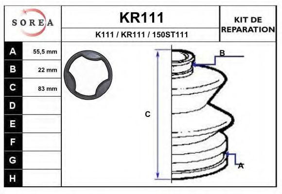 KR111 EAI Bellow Set, drive shaft