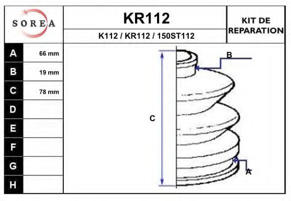 KR112 EAI Final Drive Bellow Set, drive shaft