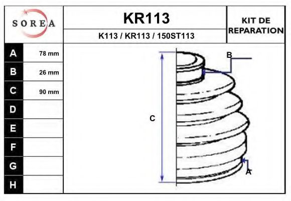 KR113 EAI Bellow Set, drive shaft