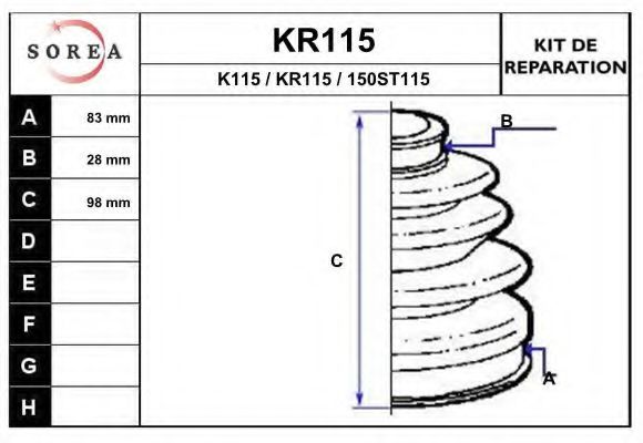 KR115 EAI Bellow Set, drive shaft