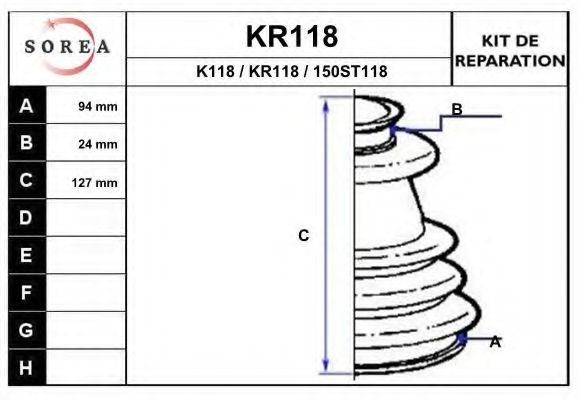 KR118 EAI Bellow Set, drive shaft