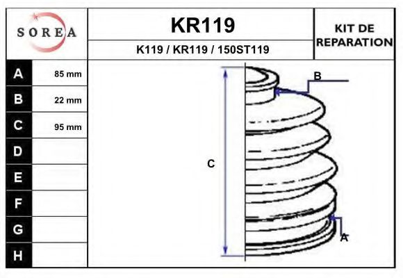 KR119 EAI Bellow Set, drive shaft
