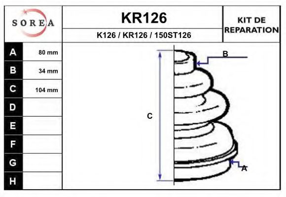 KR126 EAI Final Drive Bellow Set, drive shaft