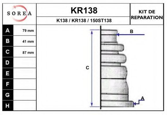 KR138 EAI Bellow Set, drive shaft