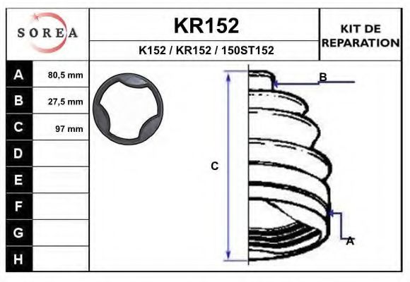 KR152 EAI Final Drive Bellow Set, drive shaft