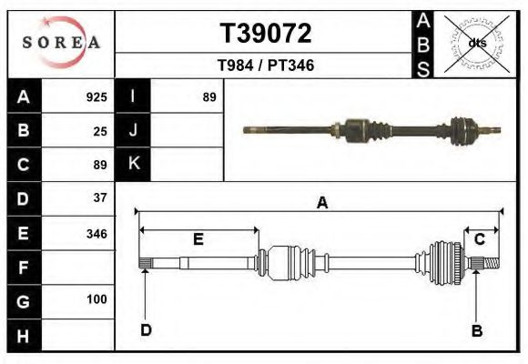 T39072 EAI Tensioner Pulley, v-ribbed belt