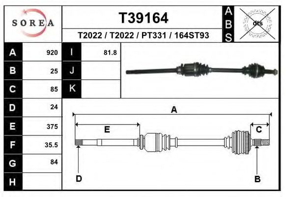 T39164 EAI Belt Drive Tensioner Pulley, v-ribbed belt