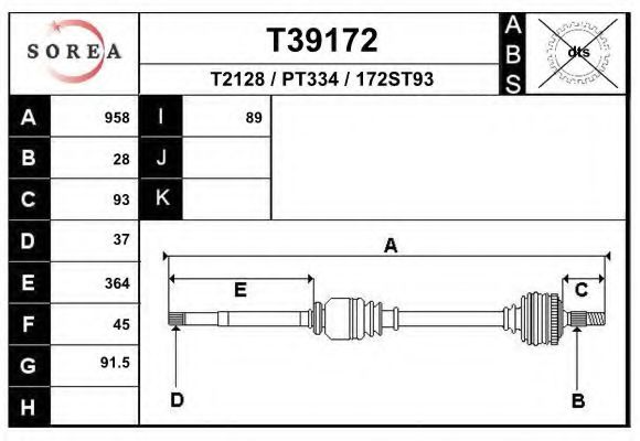 T39172 EAI Belt Drive Tensioner Pulley, v-ribbed belt