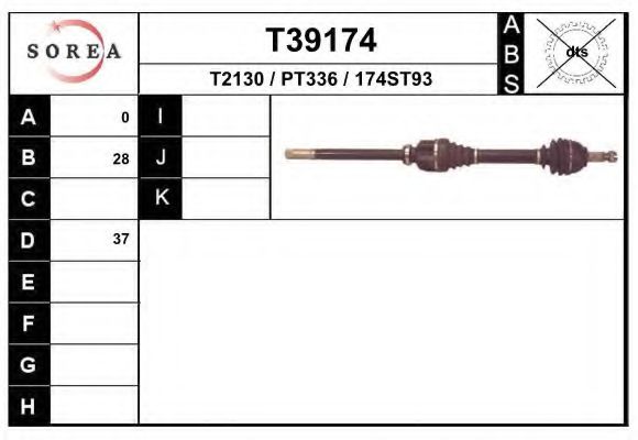 T39174 EAI Belt Drive Tensioner Pulley, v-ribbed belt