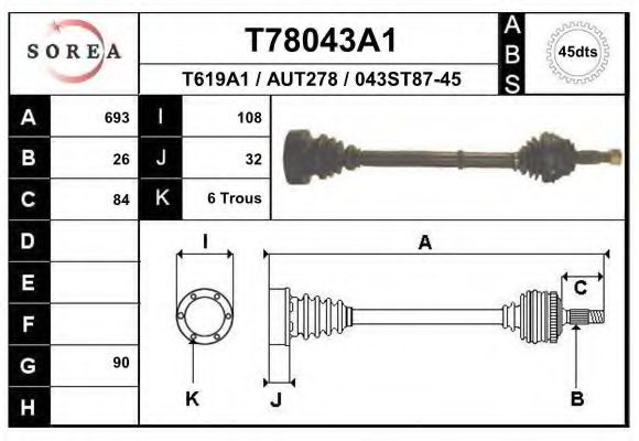T78043A1 EAI Drive Shaft